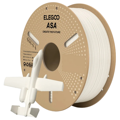 Spool of ELEGOO ASA 3D printing filament with a small model piece