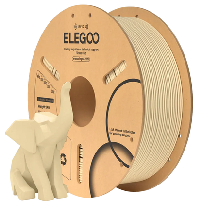 Spool of ELEGOO 3D printing filament with a small elephant model